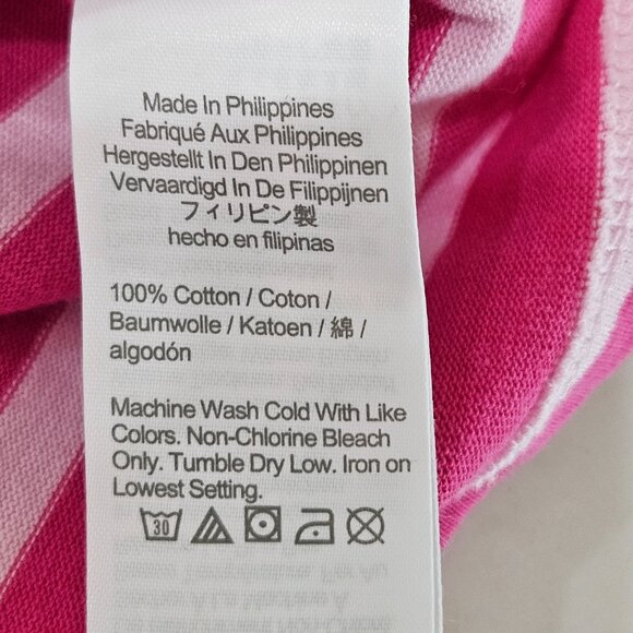 J. Crew Cropped Fit Top XL Striped Cotton Pink White Nautical Knit - Picture 7 of 9